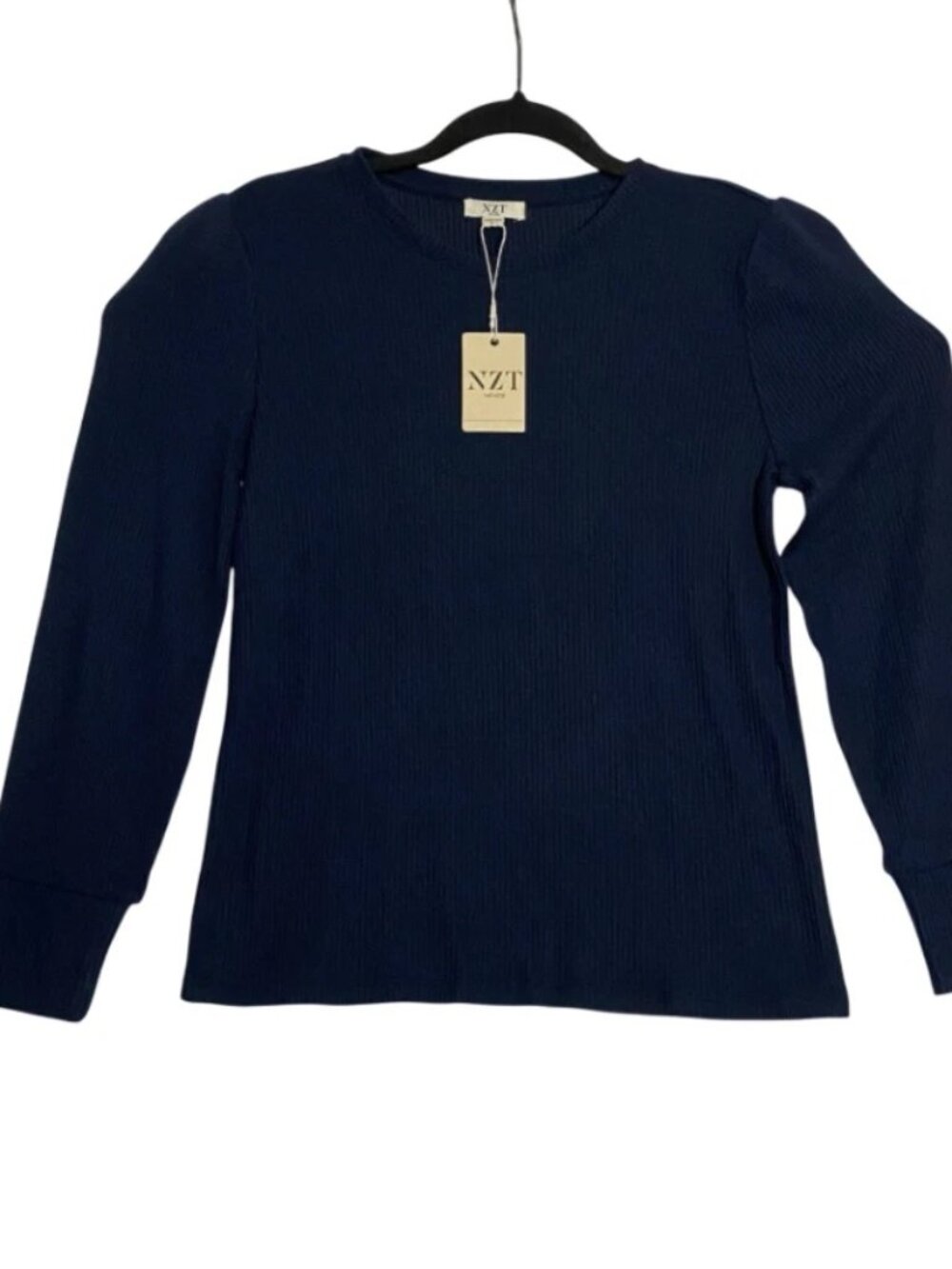 NWT Nic & Zoe NZT Indigo Blue Long Sleeve Knit Sweater Shirt Womens Size Medium